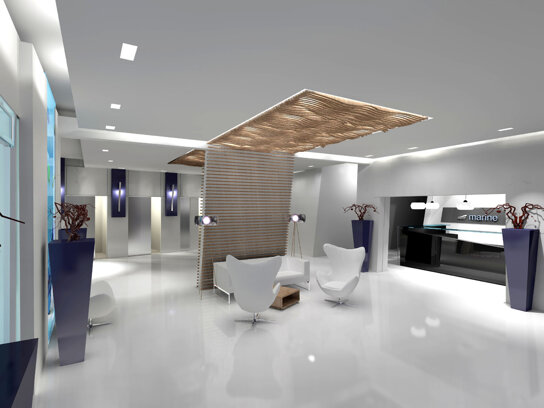 helle Lobby und Rezeption