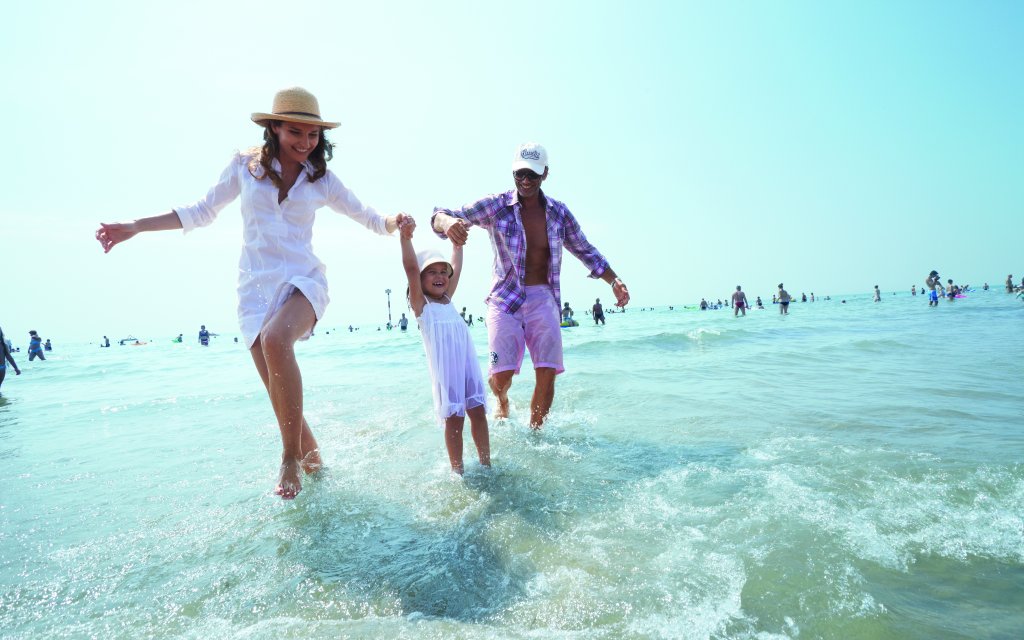 Familie am Strand von Lignano
