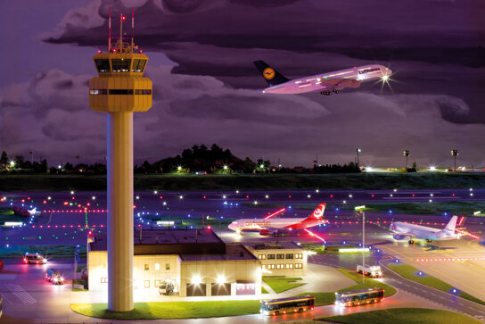 flughafen-start-lufthansa-nacht©Miniatur Wunderland GmbH