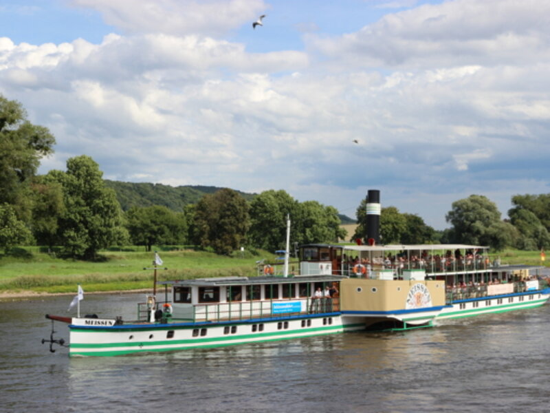 Meißen Stadtansicht mit Elbe und Burgberg