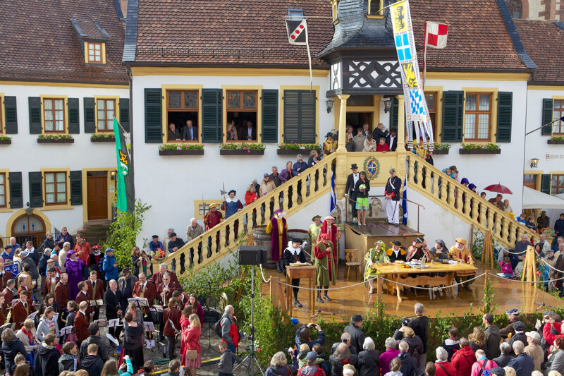Geißbock-Versteigerung am Rathaus in Deidesheim