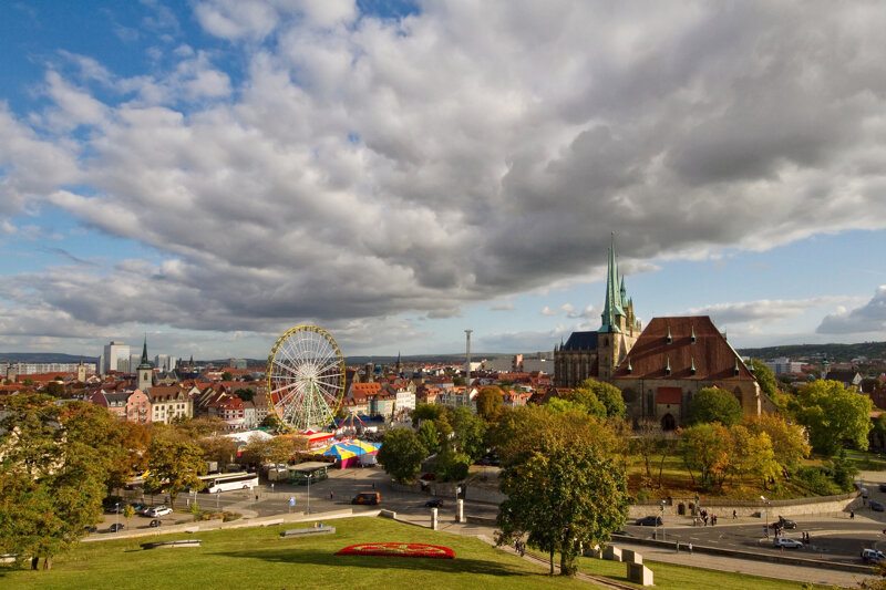 Blick von oben auf Erfurt