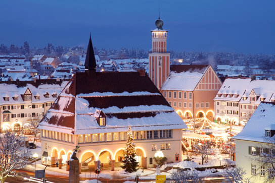 Stadthaus Arkadenbeleuchtung Winter