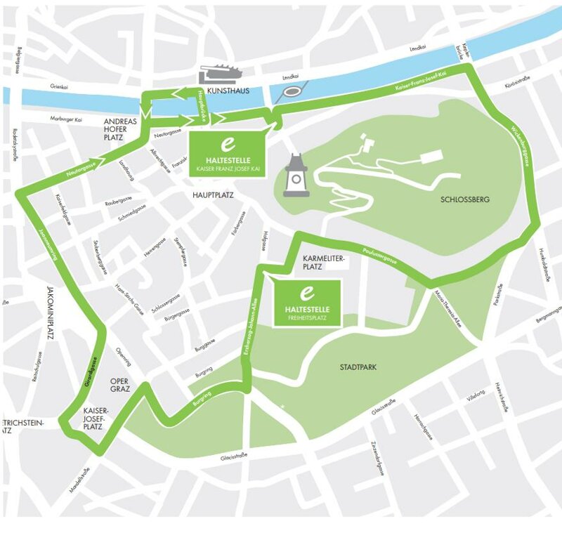 Plan für die Sightseeing-Rundfahrt in Graz