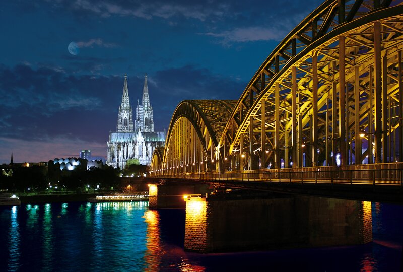 Köln Dom und Hohenzollernbrücke bei Nacht