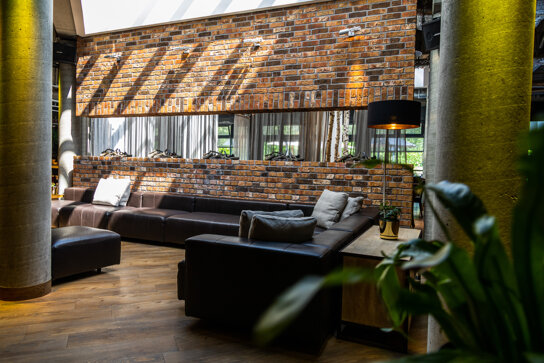 Lounge mit Ledersofas