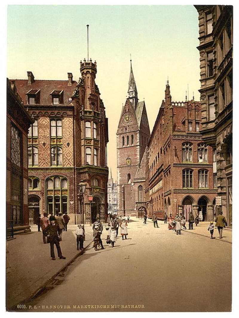 Hannover Marktkirche mit Rathaus historische Ansicht