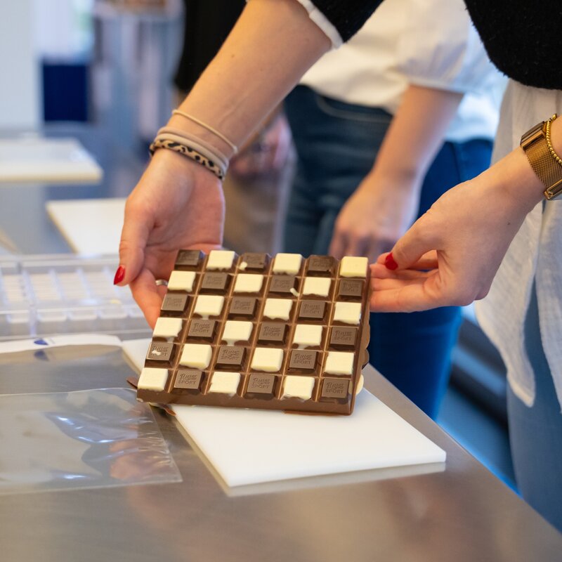 Ritter Sport Ausstellung , fertige eigene Schokolade