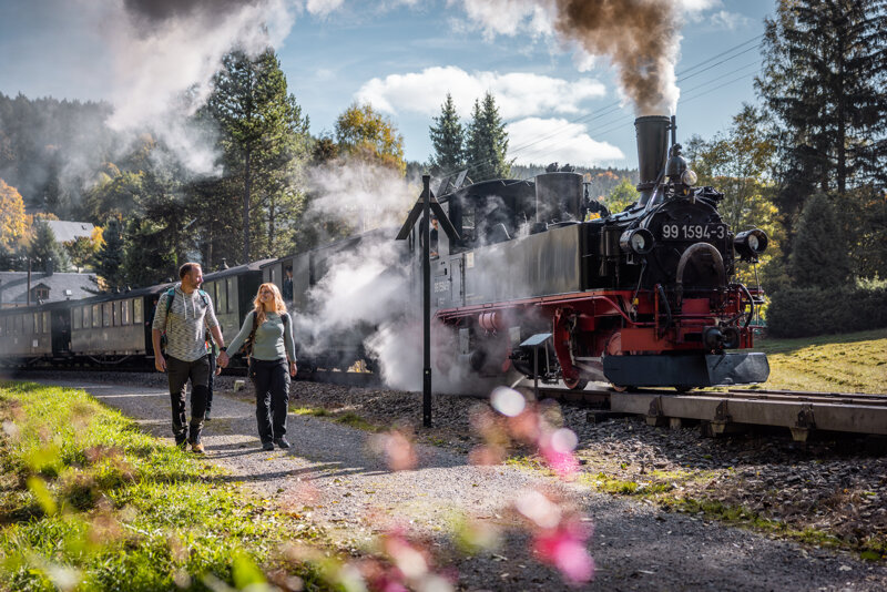 Preßnitztalbahn bei Schmalszgrube unterwegs