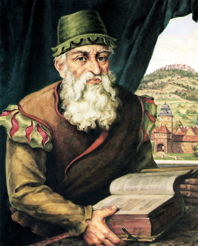 Gemälde mit Porträt von Adam Ries