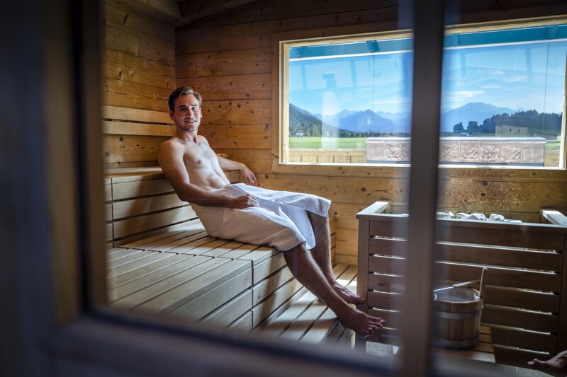Sauna mit Panoramafenster