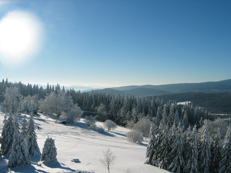 Winterlandschaft im Nationalpark Šumava bei Zelezná Ruda