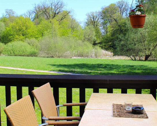 Blick auf den Park hintern Hotel