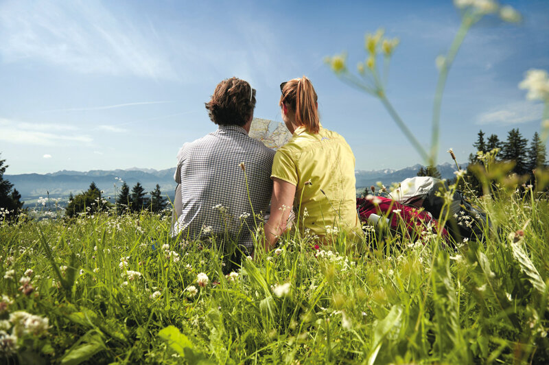 Wanderpause mit Aussicht im Allgäu