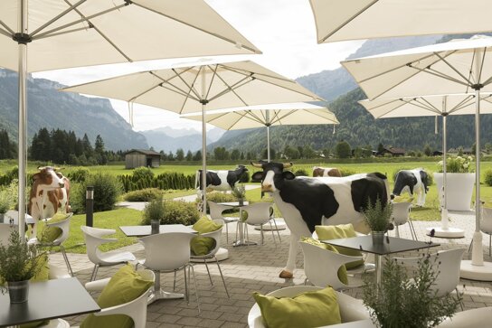 Terrasse mit Blick auf die Berge