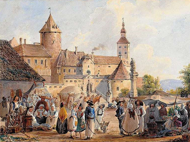 Historische Ansicht der Burg Schlaining von Carl Reiner, 1840
