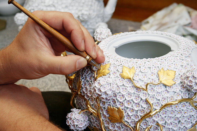 MEISSEN Teekanne mit Schneeballblüten