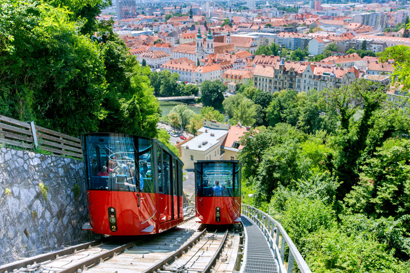Die historische Schlossbergbahn in Graz