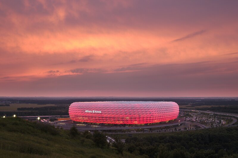 Allianz Arena München – Außenansicht aus der Vogelperspektive