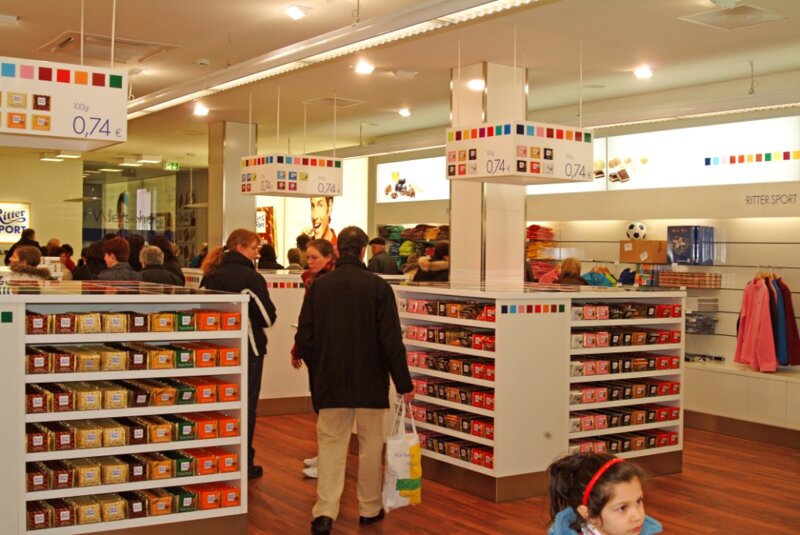 das innere des Rittersport Schokoshop