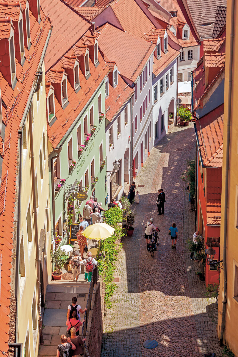 Historische Altstadt Meißen mit Blick auf den Burgberg