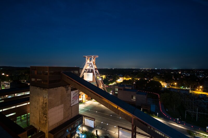 Zeche Essen bei Nacht Außenansicht
