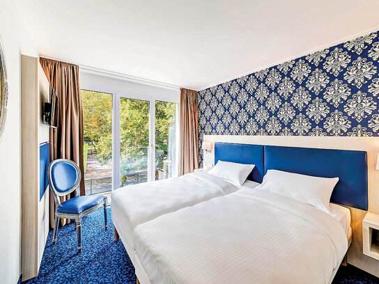 Doppelzimmer in Blautönen