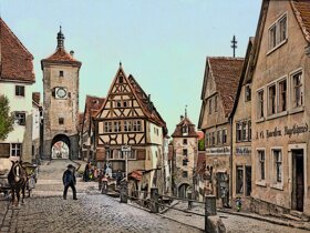 für Website - Rothenburg ob der Tauber - Plönlein um 1910, Gemälde