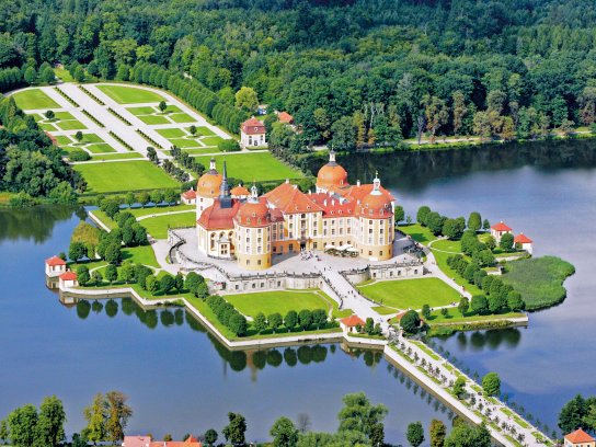 Schloss Moritzburg von oben c Schlösserland Sachsen