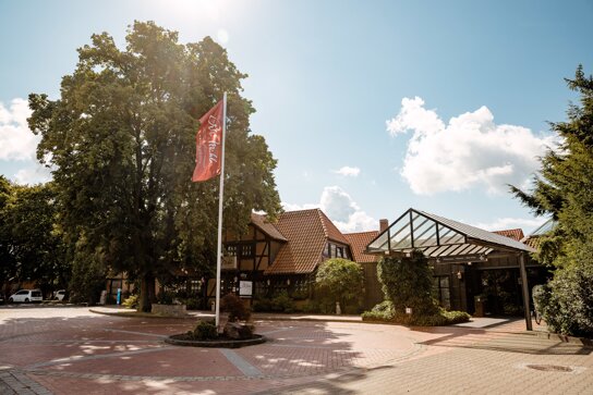 Eingangsbereich des Privathotels Alte Mühle von außen