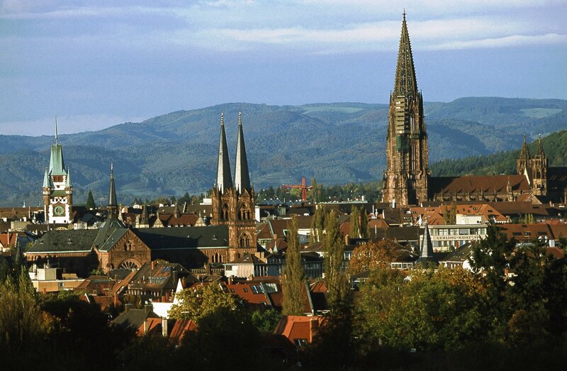Blick aus der Ferne auf das Freiburger Münster