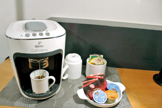Kaffeemaschine im Doppelzimmer