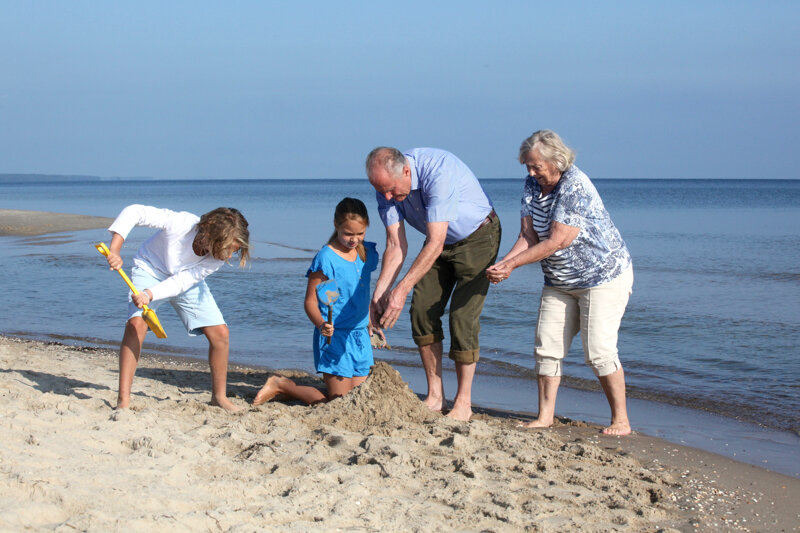 Familie an der Wasserlilie