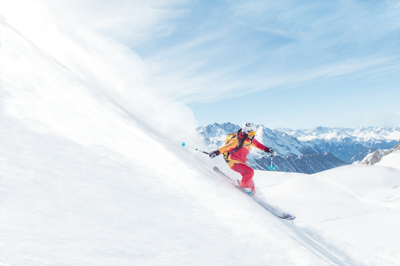 Abfahrt in der Silvretta Arena in Ischlgl, Österreich