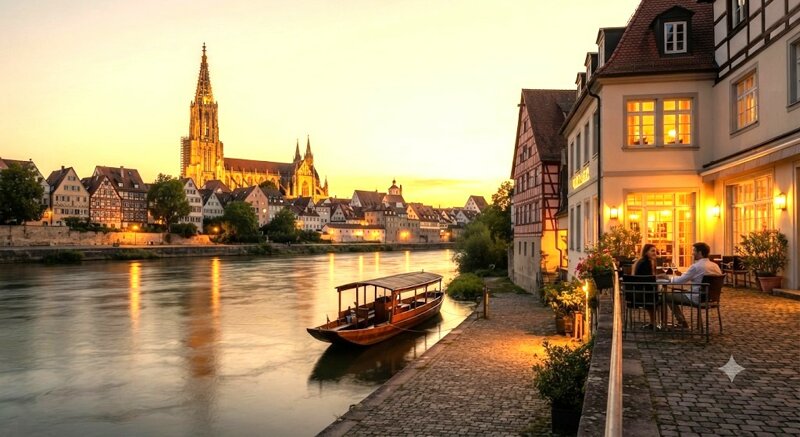 Blick über die Donau zum Ulmer Münster