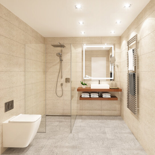 Badezimmer mit Handtuchwärmer