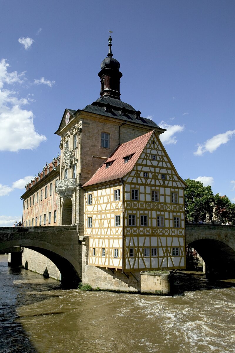 Altes Rathaus Bamberg – Detailansicht der Rokoko-Fassade