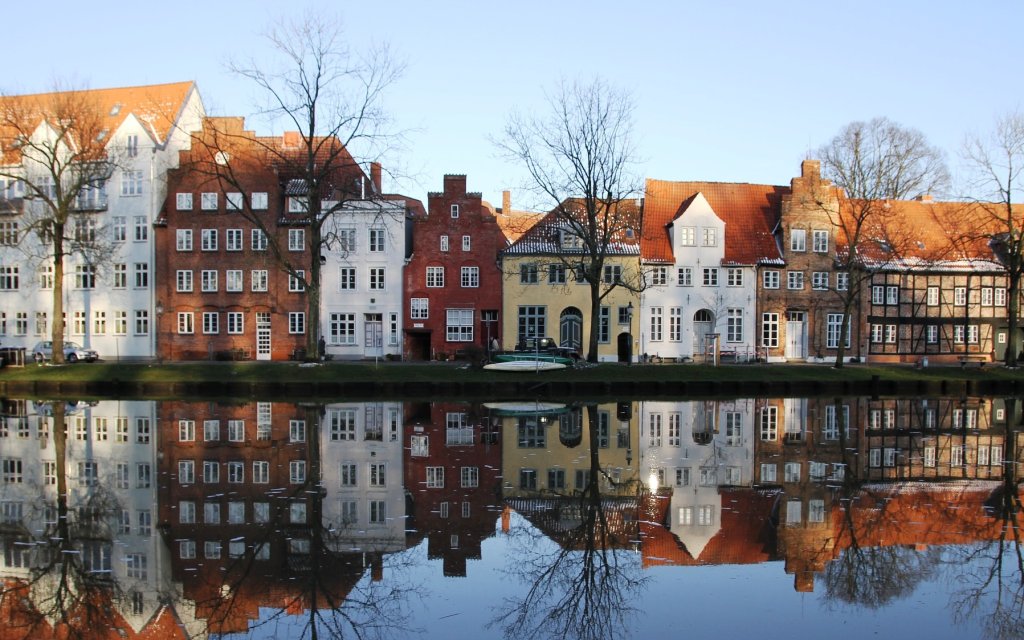 Häuser an der Trave in Lübeck